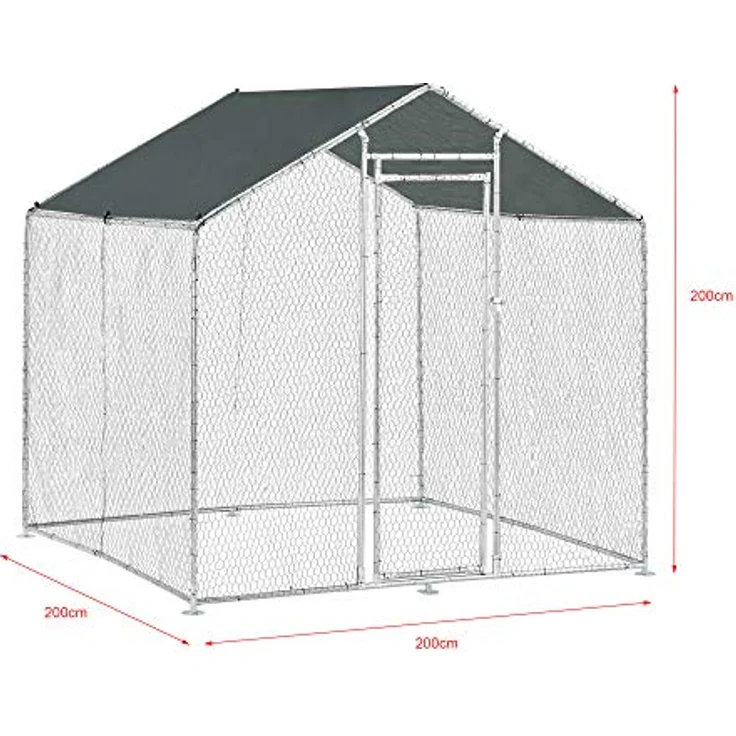 pro.tec Freigehege »Wels« mit Sonnendach, ideal für Kleintiere, 2 x 2 x 2 m, Silber mit dunkelgrünem Dach – Bild 4