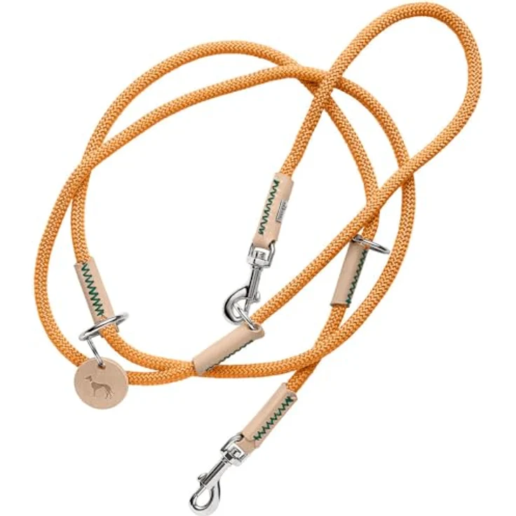 HUNTER Verstellbare Führleine Malia apricot/Natur, 3-fach verstellbar, Made in Germany – Bild 1