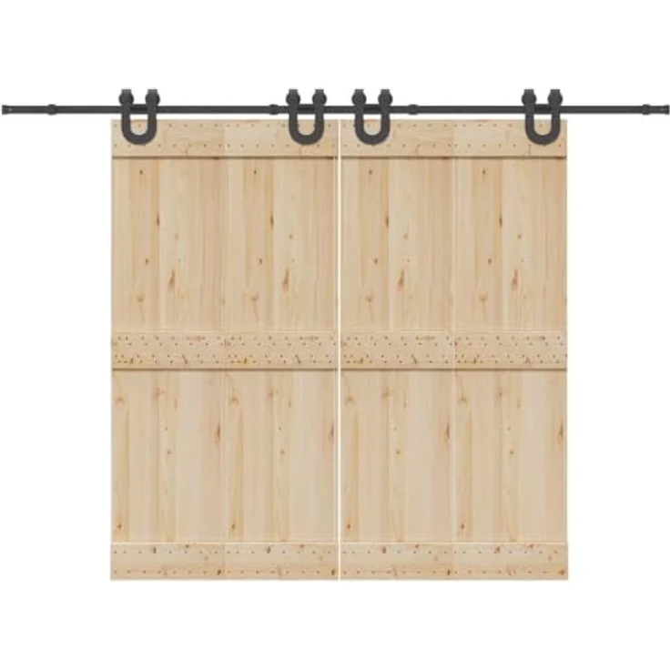 vidaXL Schiebetürbeschlag-Set 200 cm, Stahl Schwarz, leise Schiebetürrollen für breite Türöffnungen, korrosionsbeständig, einfache Montage – Bild 4