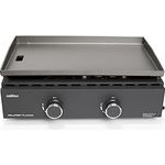 Grillfürst Plancha Grill - Planchagrill mit massiver Edelstahlplancha, 2 Edelstahlbrenner mit insgesamt 7 kW - für Fleisch, Fisch und Gemüse, 56 x 36 cm Grillfläche