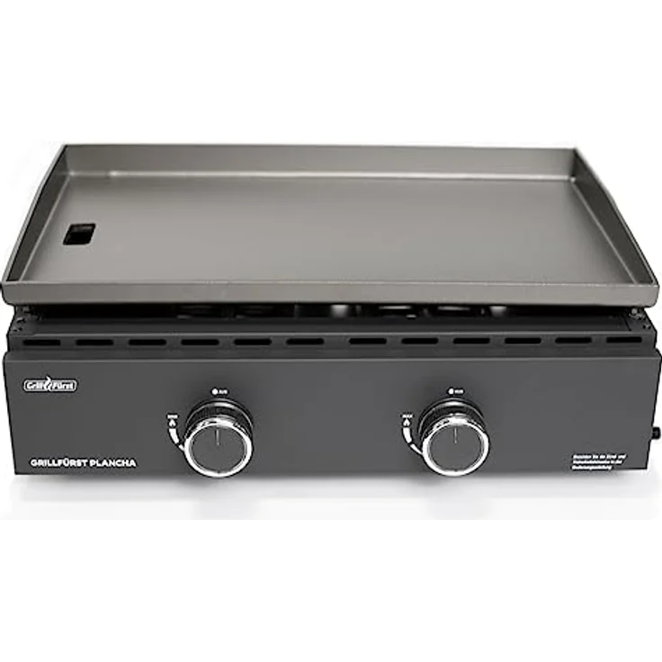 Grillfürst Plancha Grill - Planchagrill mit massiver Edelstahlplancha, 2 Edelstahlbrenner mit insgesamt 7 kW - für Fleisch, Fisch und Gemüse, 56 x 36 cm Grillfläche – Bild 1