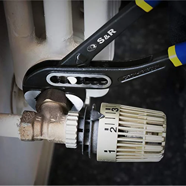 S&R Wasserpumpenzange 242x34mm, CR-V Stahl phosphatiert, doppelt ummantelte ergonomische Griffe – Bild 5