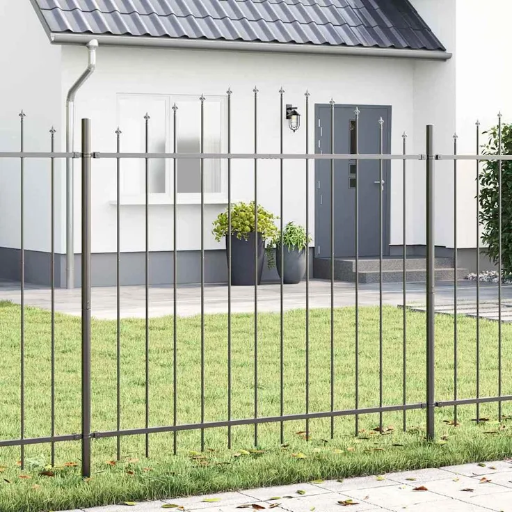 Prolenta Maison Exclusive Gartenzaun WOERDEN, 6er Set, pulverbeschichtet, 170 x 190 cm, grau, wetterfest, für den Außenbereich