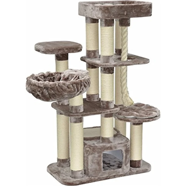 nanook Kratzbaum Memphis XXL - hochwertiger 600 gr. Plüsch - für schwere große Katzen - 158 x 85 x 49 cm - grau braun - 51 kg – Bild 1