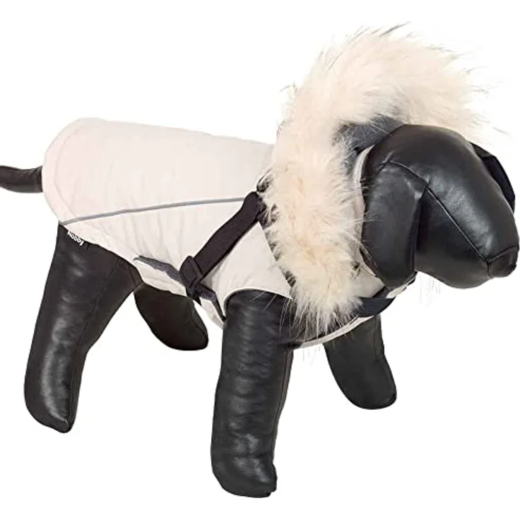 Nobby Hundemantel MILY 2 in 1, creme, 26 cm, mit integriertem Geschirr und reflektierenden Streifen