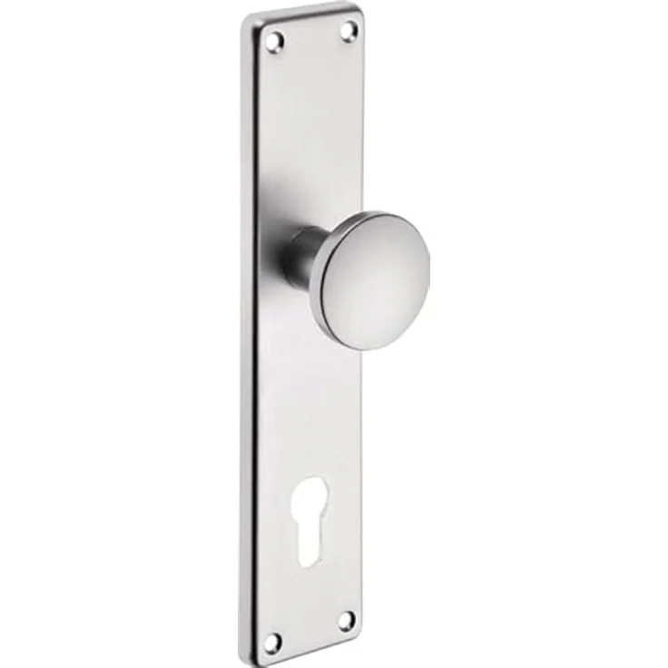 EDI Türgriff + Türgarnitur, Knopf-Renovierschild 344 Z aus Edelstahl, PZ-Lochung, für Türstärken 35-45 mm, matte Oberfläche – Bild 2