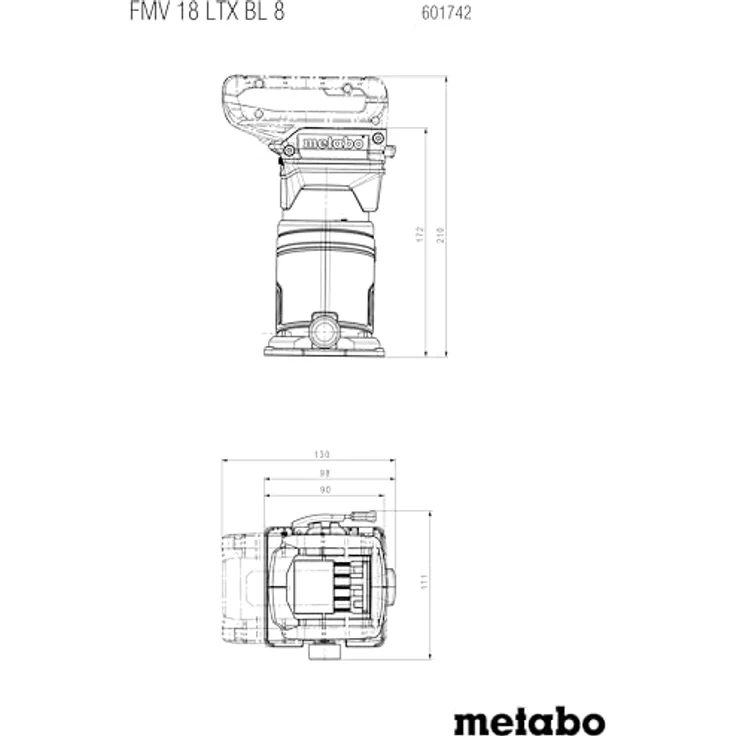 Metabo Akku-Kantenfräse FMV 18 LTX BL 8-18V, Brushless-Motor, 4800-29000 U/min, 6/8 mm Spannzange, metaBOX 145 L - für Holz und holzähnliche Werkstoffe – Bild 2