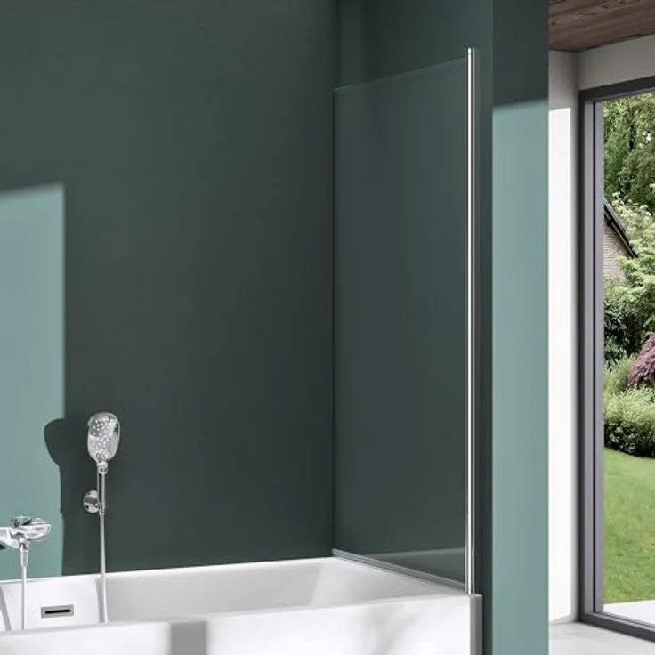 Mai & Mai Duschwand Cortona201, Badewannenwand aus 6mm ESG-Sicherheitsglas mit NANO-Versiegelung, 80x140cm, schwenkbar 180° – Bild 4