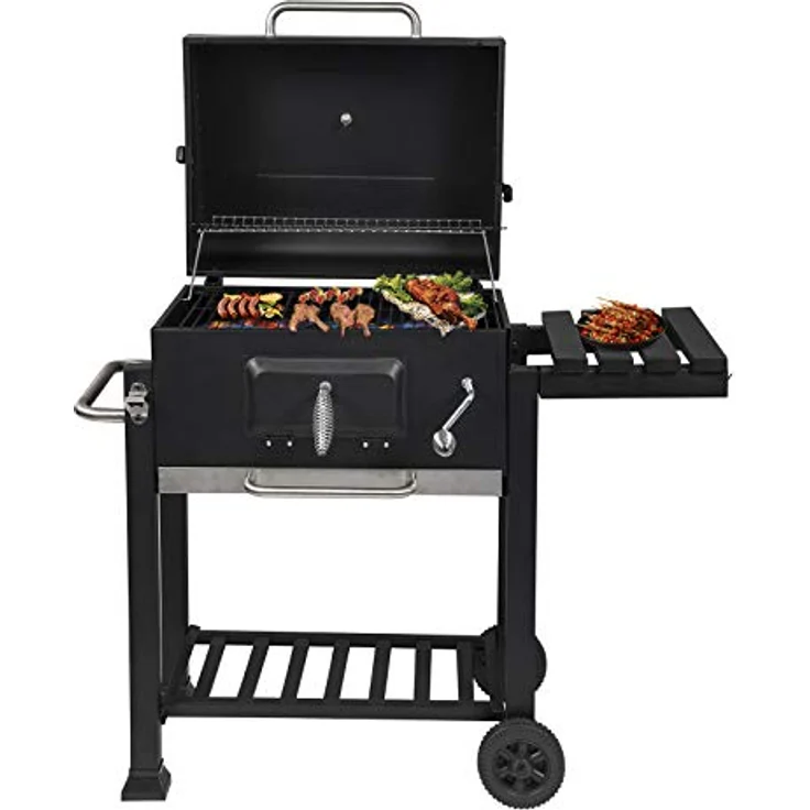 Holzkohlegrill mit Deckel, Barbecue Holzkohlegrill für Partys, Schwarz, Grillfläche 28 x 41,7 cm – Bild 3