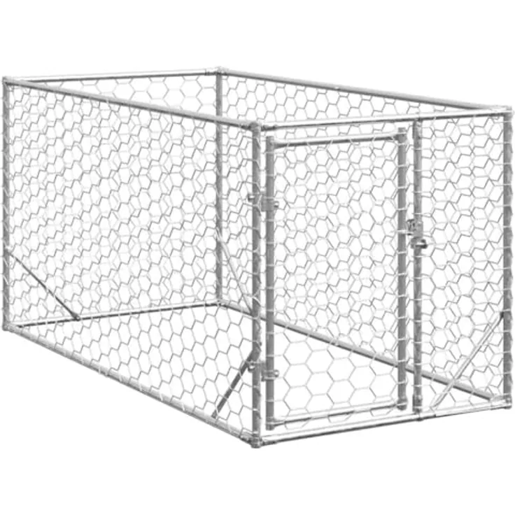 vidaXL Outdoor-Hundezwinger mit Tür 2x1x1 m Verzinkter Stahl, Großer Hundekäfig in Outdoor-Haustierkäfig, Mesh-Design, atmungsaktiv