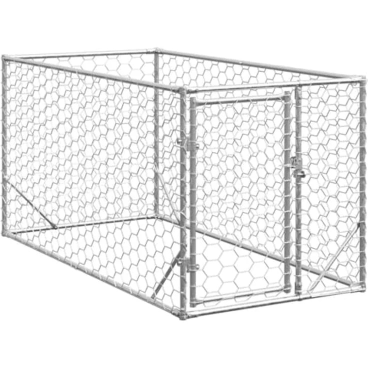 vidaXL Outdoor-Hundezwinger mit Tür 2x1x1 m Verzinkter Stahl, Großer Hundekäfig in Outdoor-Haustierkäfig, Mesh-Design, atmungsaktiv – Bild 1