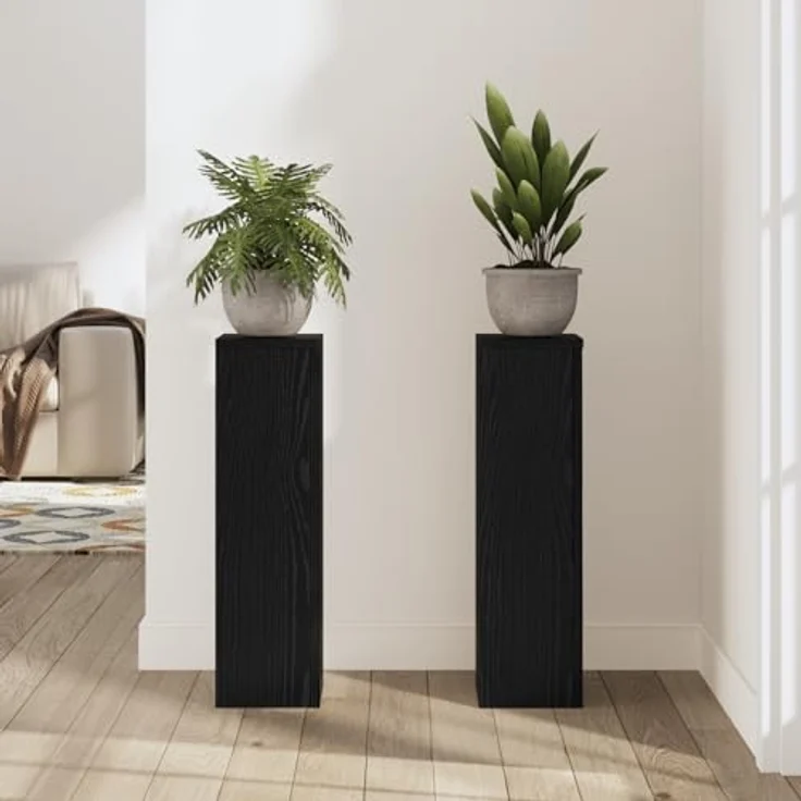 vidaXL Blumenständer, 2 Stück, schwarzes Eichen-Finish, 17x17x60 cm, Holzwerkstoff – Bild 5