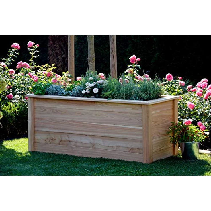 dobar® 58285FSCe Hochbeet XL Douglasie | Großes Kräuterbeet aus Holz | XL Salatbeet inklusive Pflanzfolie | Gemüsebeet für Garten/Terrasse/Balkon | Pflanzbeet zur Anzucht | 150 x 60 x 65 cm | Natur – Bild 2