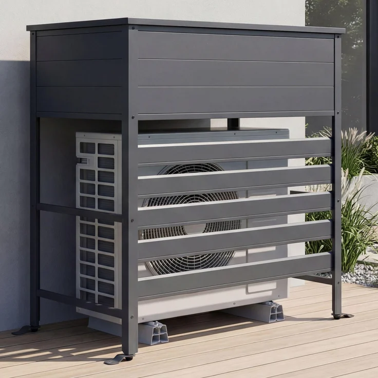 Mendler Aluminium Verkleidung für Klimaanlage/Wärmetauscher MCW-P94, Aufbewahrungsbox 110x96x43cm, anthrazit