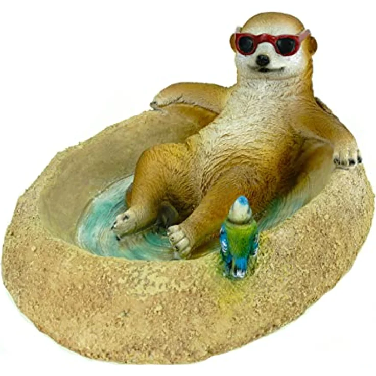 Kremers Schatzkiste Erdmännchen Eddy Vogeltränke Figur Gartenfigur 31 cm Meercat Tierfigur Gartendekoration aus Kunstharz – Bild 2