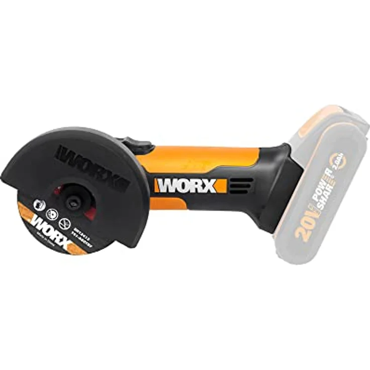 WORX WX801.9 Mini Akku-Winkelschleifer Chopper 20V - Kompakter Schleifer mit schmalem Körper, zum Schleifen und Schneiden, ideal für Metall, Fliesen, Kunststoff - Ohne Akku und Ladegerät 76 mm Akku – Bild 3