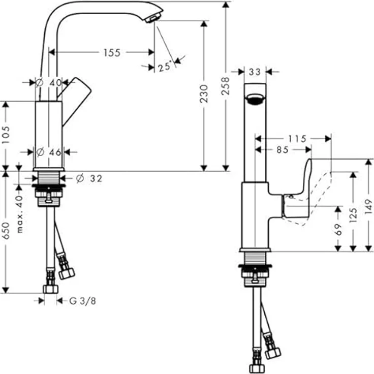hansgrohe Metris 230, Spültischarmatur in Chrom mit schwenkbarem Auslauf, Temperaturbegrenzung und QuickClean – Bild 3