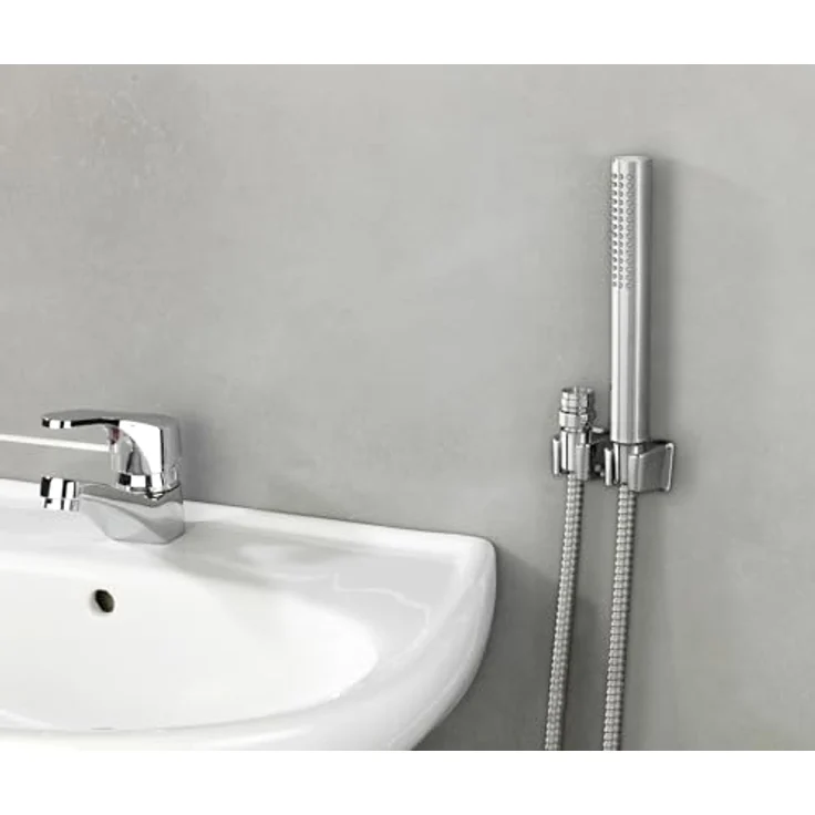 Wenko Duschbrause Waschbeckendusche, praktische Dusche mit 150 cm Edelstahl-Duschschlauch und Antikalk-Noppen, inklusive Easy-Clip-Gleitfunktion und DUO-Haken – Bild 8