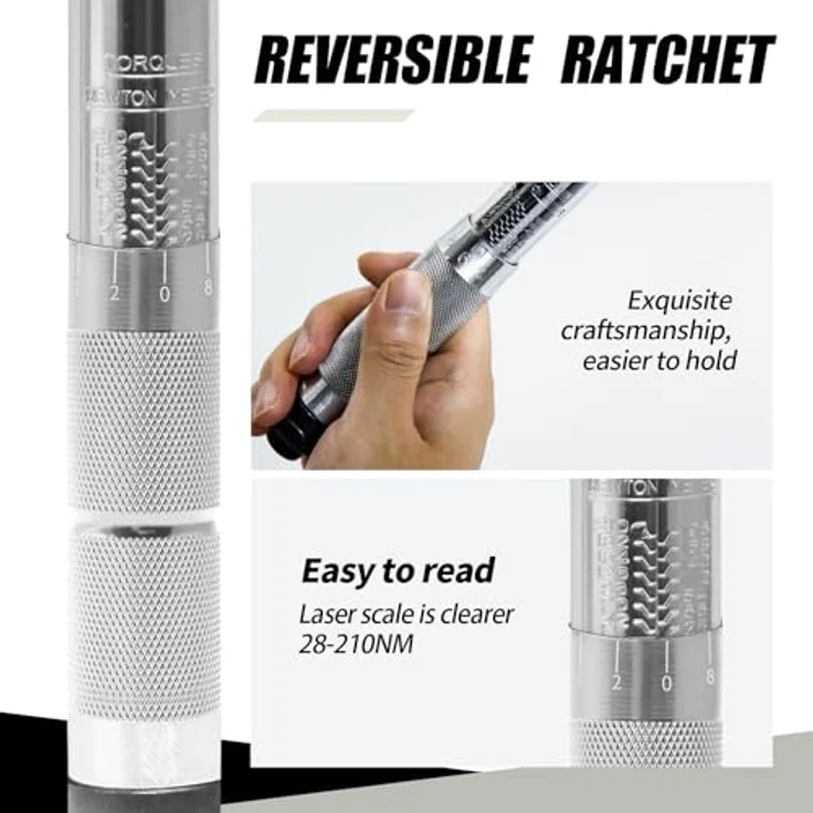 CCLIFE Drehmomentschlüssel Auto Set im Koffer 1/2 Zoll 17mm 19mm 21mm Nüsse, präzise Kontrolle und umfangreiches Zubehör – Bild 4