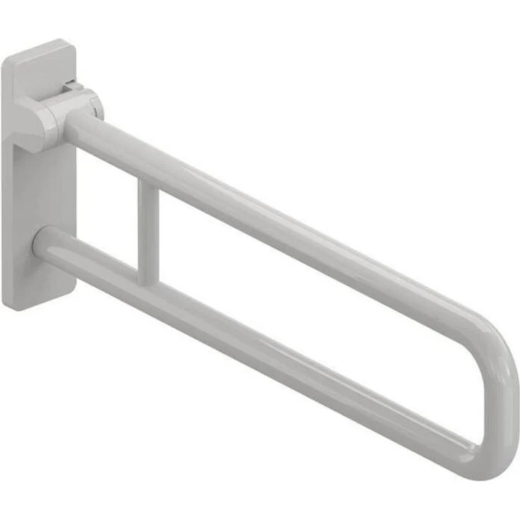 HEWI Stützklappgriff Ser 801, L:850mm, Aluminiumkern reinweiß, Badezimmerstütze bis 100 kg, 78mm breit