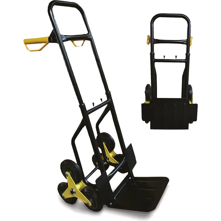 ANDIARBEIT Treppensackkarre ANDIARBEIT® klappbarer Treppensteiger Sackkarre, max. 200 kg belastbar, klappbare Schaufel, 6 Sternräder, schwarz