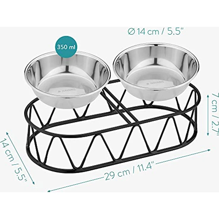 Navaris 2X Futternapf Katze mit Halterung - Futterstation Set Eisennapf für Katzen Hunde - Eisen Fressnapf Set Futterbar mit Edelstahl Halter – Bild 4