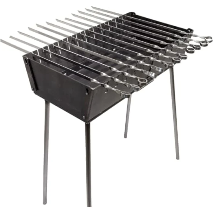GOROCH Klappbarer Mangal Grill, Holzkohlegrill aus 2 mm Stahl für 12 Spieße, kompakt und mobil für Garten und Camping – Bild 5