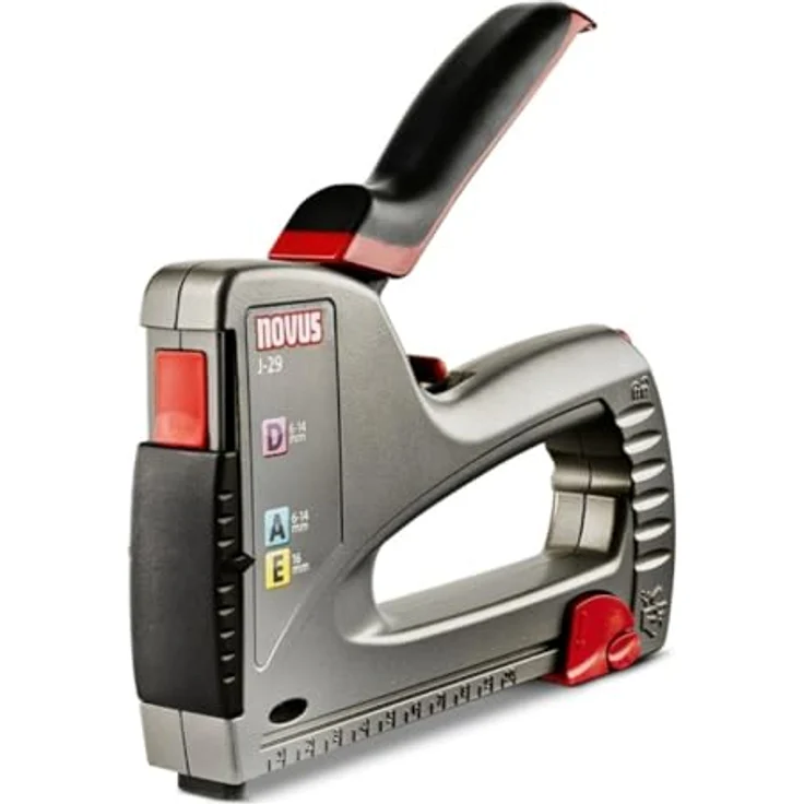 NOVUS Nagler Novus Tools J-29 030-0467 Handtacker Klammernlänge 6 - 14 mm, Zink-Druckguss-Gehäuse, Feindraht und Flachdrahtklammern, ergonomischer Softgrip-Hebel – Bild 2