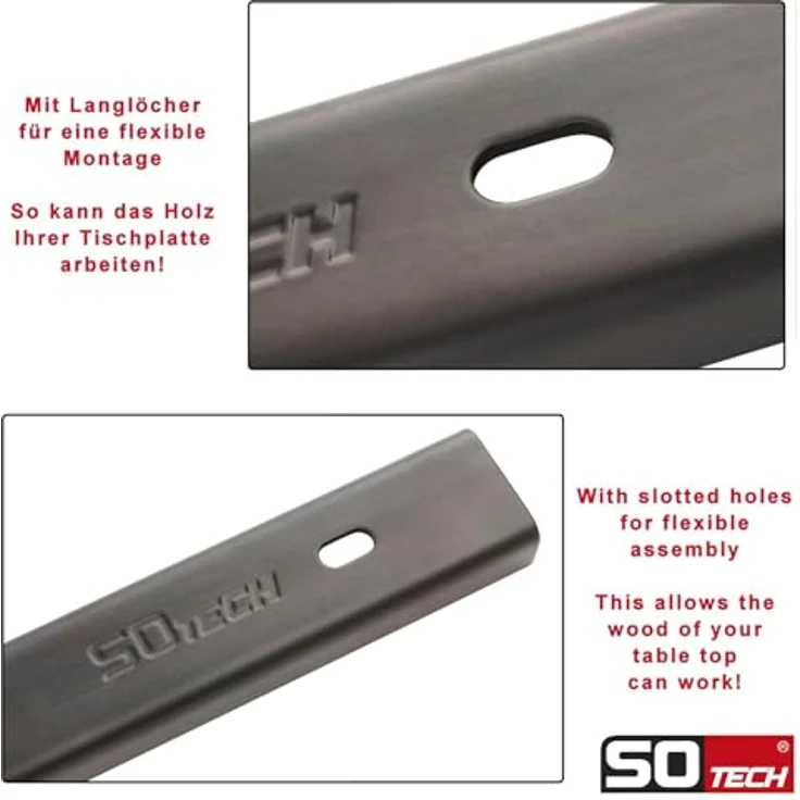 SOTECH 3 Stück U-Form Gratleisten 600 x 40 x 20 mm, Vintage Look für Tischplatten, hohe Belastbarkeit, inkl. Installationsmaterial – Bild 3