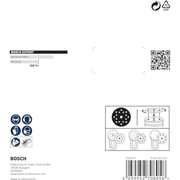 Bosch 9x EXPERT O780 Folienschleifscheiben-Set, 125 mm, 9‑tlg. (für Hartholz, Farbe auf Holz, Ø 125 mm, Körnung 3x80, 3x120, 3x180, Professional Zubehör Exzenterschleifer) – Bild 4