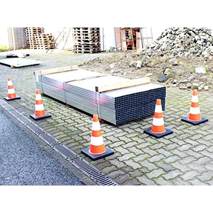 TRUTZHOLM Verkehrsleitkegel, 5er Set mit schwerem Gummifuß, wasser- und windfest, 45cm, orange mit Reflexstreifen zur Gefahrensicherung – Bild 2