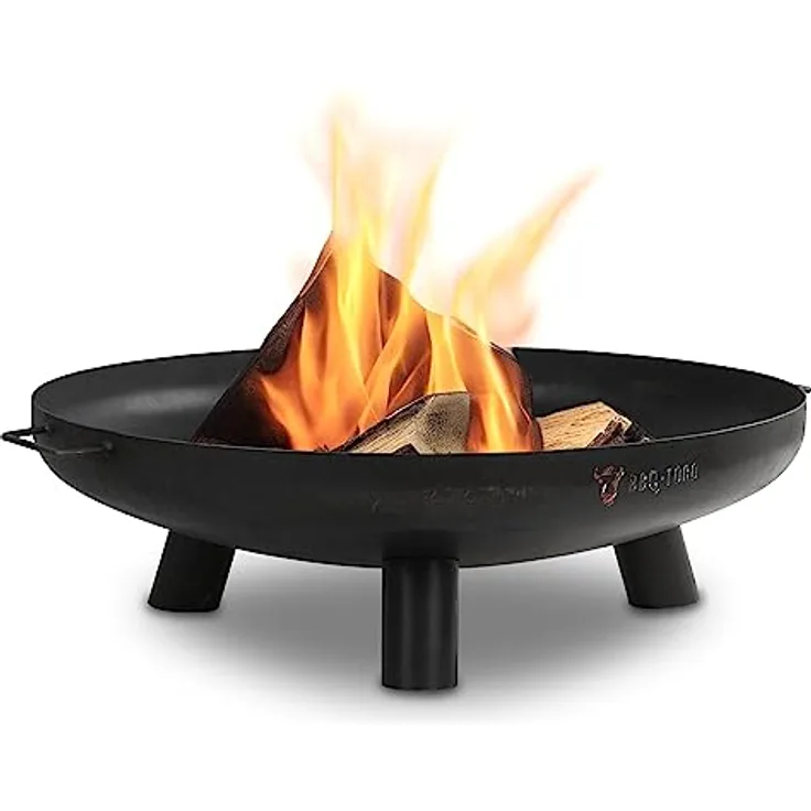 BBQ-Toro Feuerschale Ø 80 cm | Schwarz | Outdoor Feuerstelle mit DREI Standbeinen und Zwei Griffen | Feuerschalen für den Garten, Brennschale, Garden Fire Pit, Fire Bowl, Feuerwanne