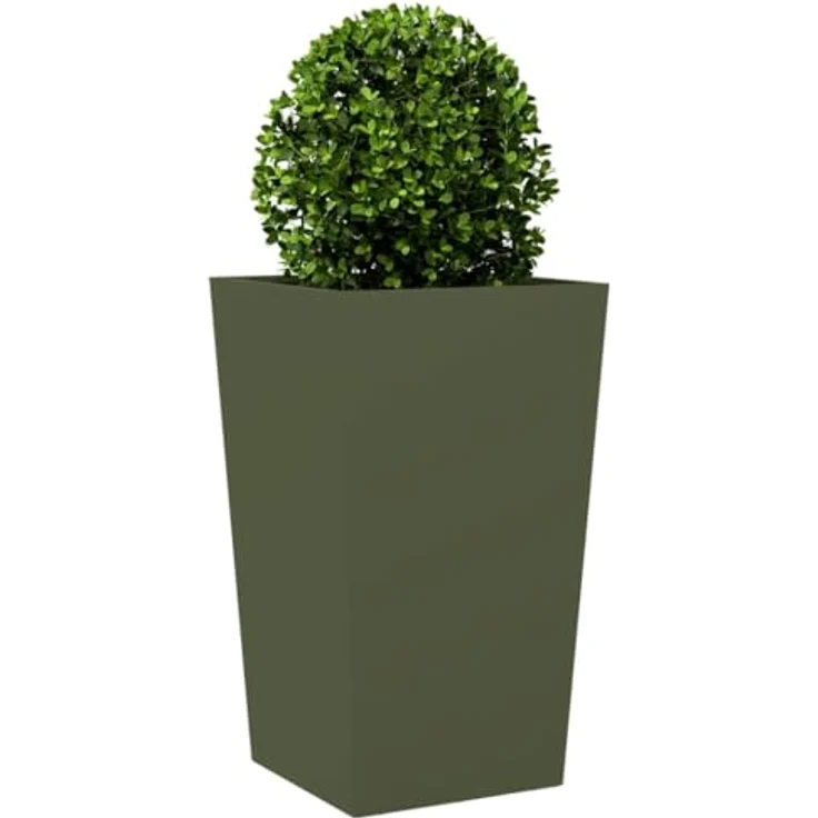 vidaXL Pflanzkübel Olivgrün 45x45x75 cm Stahl - Stabiles und langlebiges Material, Viel Platz, Vielseitig einsetzbar, Unkraut- und Schädlingsschutz – Bild 3