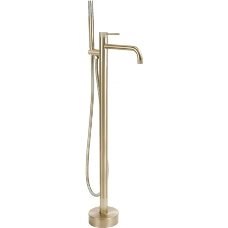 Rea Wannenarmatur Boden Venti, freistehende Bodenmontage, gebürstetes Gold, 26 x 16 x 115 cm – Bild 1