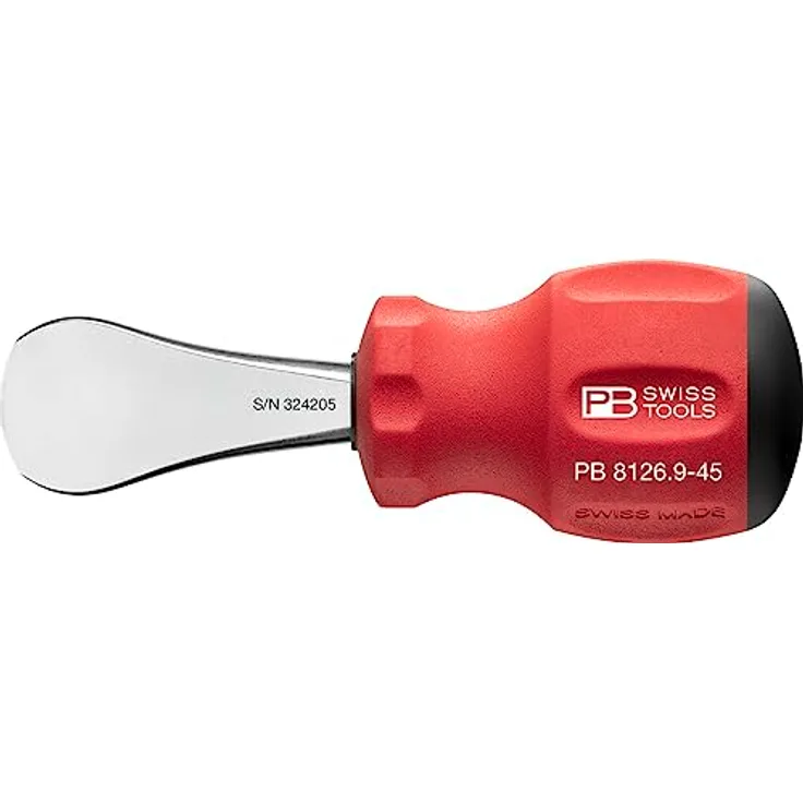PB Swiss Tools Stubby Coin-Driver Schraubendreher PB 8126.9-45 | 100% Swiss Made | Stummel Schraubenzieher zum Öffnen, Schliessen von Verschluss-Stopfen, Kunststoff-Schrauben, Batteriefächern