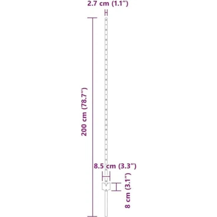 vidaXL Zaunpfosten, Metallzaun in Grau, 44 Stück, 50 x 1.6 m, wetterfest und modern – Bild 3