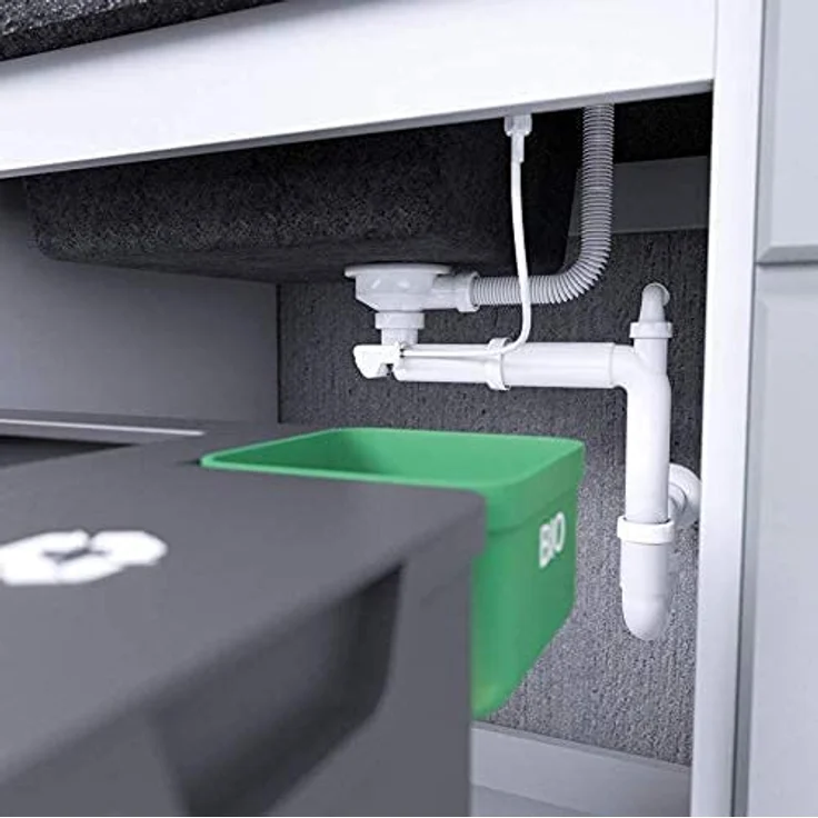 Manestein Spülbecken aus Granit, Einzelbecken mit Abtropffläche & Siphon, Fleckenbeständig, Pflegeleicht, 80% Quarzsand, Zusätzlich Verstärkt, Graphit - Preisvergleich – Bild 5