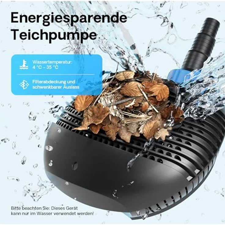 SunSun CTF-5000 SuperECO Teichpumpe 5000 l/h / 30 W, energiesparende Filterpumpe, Bachlaufpumpe für Koiteiche, Umwälzpumpe, Gartenteichpumpe – Bild 5