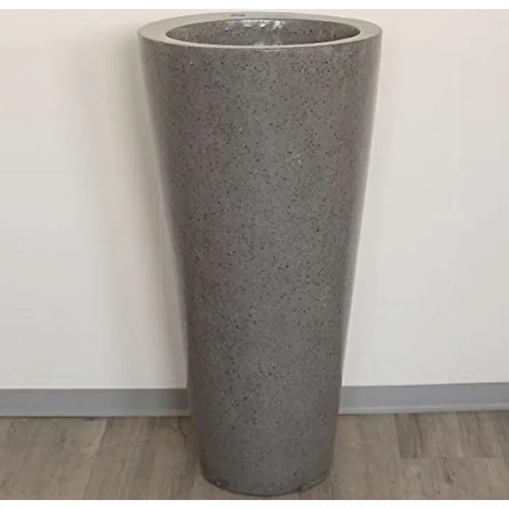 Terrazzo Standwaschbecken Säulenwaschbecken Waschbecken Handwaschbecken Waschsäule Rundwaschbecken Stein Säule Grau Rund D1