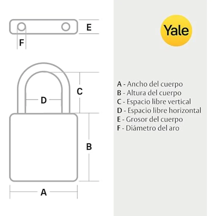 Yale Vorhängeschloss TSA Reise-Zahlenschloss mit Drahtbügel 32 mm, silber
 – Bild 7
