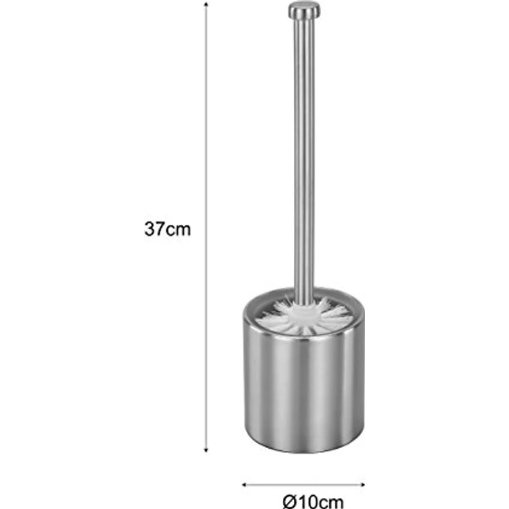 axentia WC Bürste Edelstahl & Behälter matt gebürstet - Garnitur mit Toilettenbürste, Toilettenbürstenhalter & Ersatzbürste - Design WC Set stehend ohne Bohren, 10 x 10 x 36 cm – Bild 3