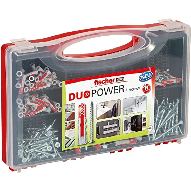 fischer Red-Box DuoPower + Schraube, Sortimentsbox 210-teilig mit universellen Dübel- und Schraubenset für vielfältige Baustoffe – Bild 1