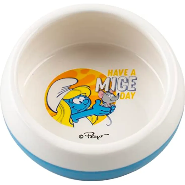 Smurfs duvoplus, Smurftastic 100ml Keramik Hundenapf und/oder Futternapf für Kaninchen und Nager - Langlebig und Stabil - Für Trocken- und Nassfutter und Wasser - Spülmaschinenfest