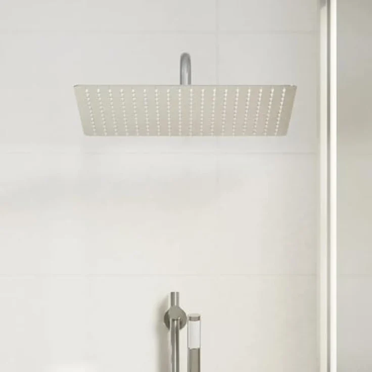 vidaXL Regenduschkopf Regenbrause Edelstahl 304 40x30 cm Rechteckig, Anti-Kalk-Düsen, Silikon, 216 Düsen, Wand- oder Deckenmontage, hochglanzpoliert – Bild 5