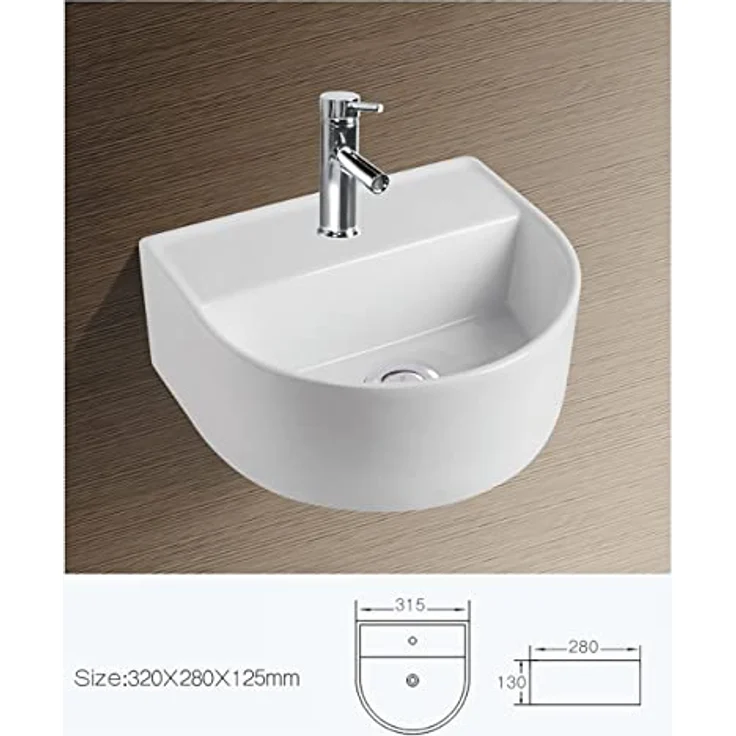 NEG Waschbecken Uno29H (halbrund) Hänge-Waschschale/Waschtisch (weiß) mit schmalem Rand und Nano-Beschichtung – Bild 5