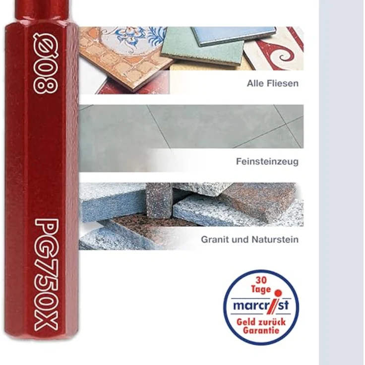 MARCRIST Fliesenbohrer PG750X-HEX, 8mm für präzises Bohren in Fliesen – Bild 5