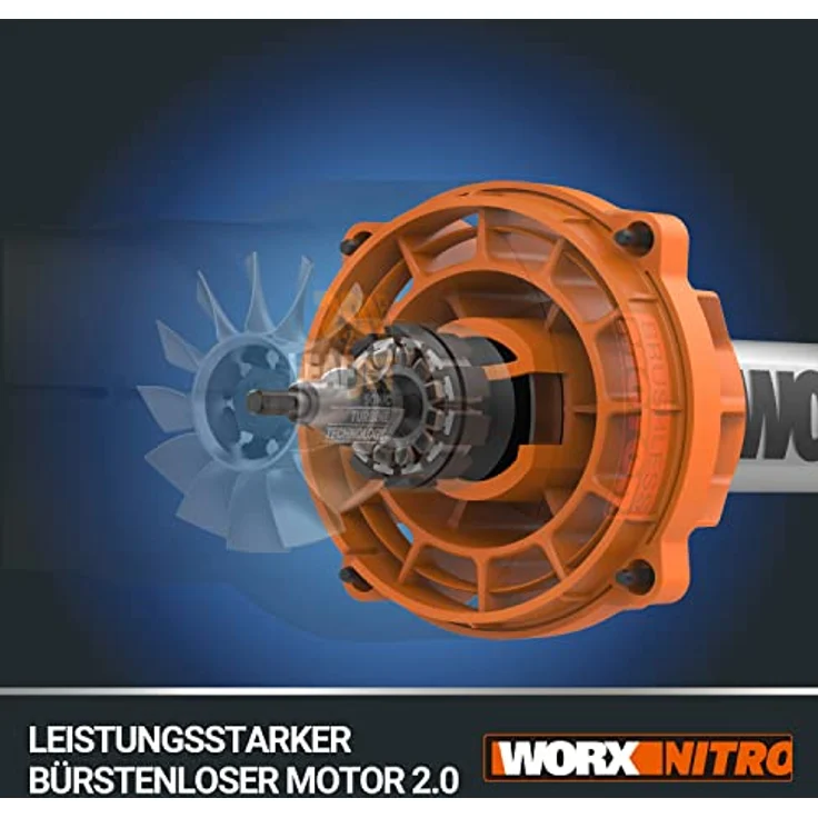 WORX NITRO 40V(2x20V) Akku-Laubbläser WG585E - bürstenloser Motor - 3 Geschwindigkeiten & Turbomodus - 266km/h Luftgeschwindigkeit - leicht und kompakt - inkl. 2x4.0Ah Akkus & 4A Dual-Schnellladegerät – Bild 4