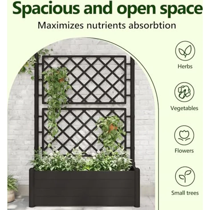 vidaXL Pflanzkübel mit Spalier 100x43x142 cm PP Anthrazit – Bild 5