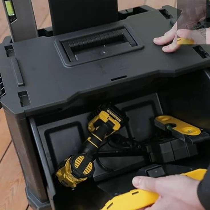 Stanley Rollende Werkstatt aus Metall-Kunststoff 1-79-206 ? Werkzeugwagen leer mit 3 modularen Einheiten ? Vielseitige Werkzeugbox für Kleinteile und große Werkzeuge – Bild 17