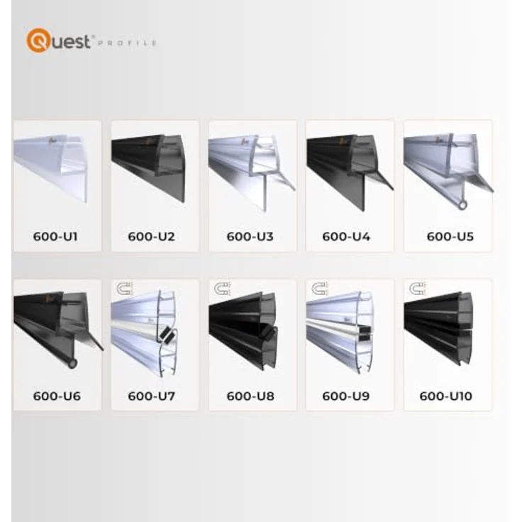 Quest Duschdichtung unten 100 cm, für Glas 6-8 mm, klar, 2 Stück, Weich-PVC, einfache Montage – Bild 7